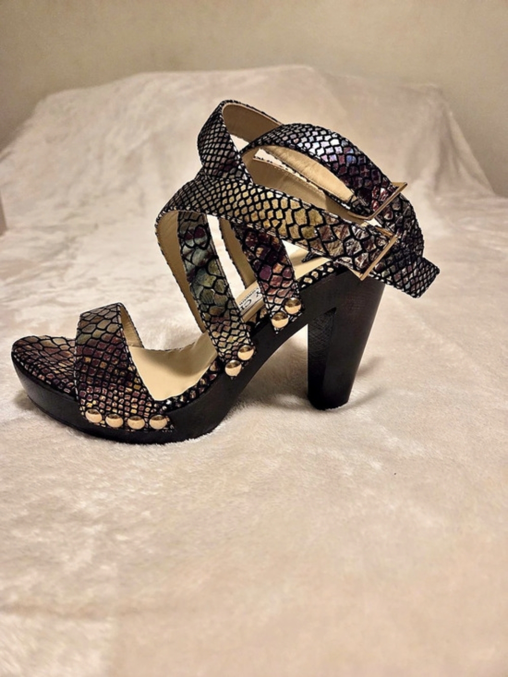 Jimmy Choo Heloise 120 Studded Heels in Black & Gold